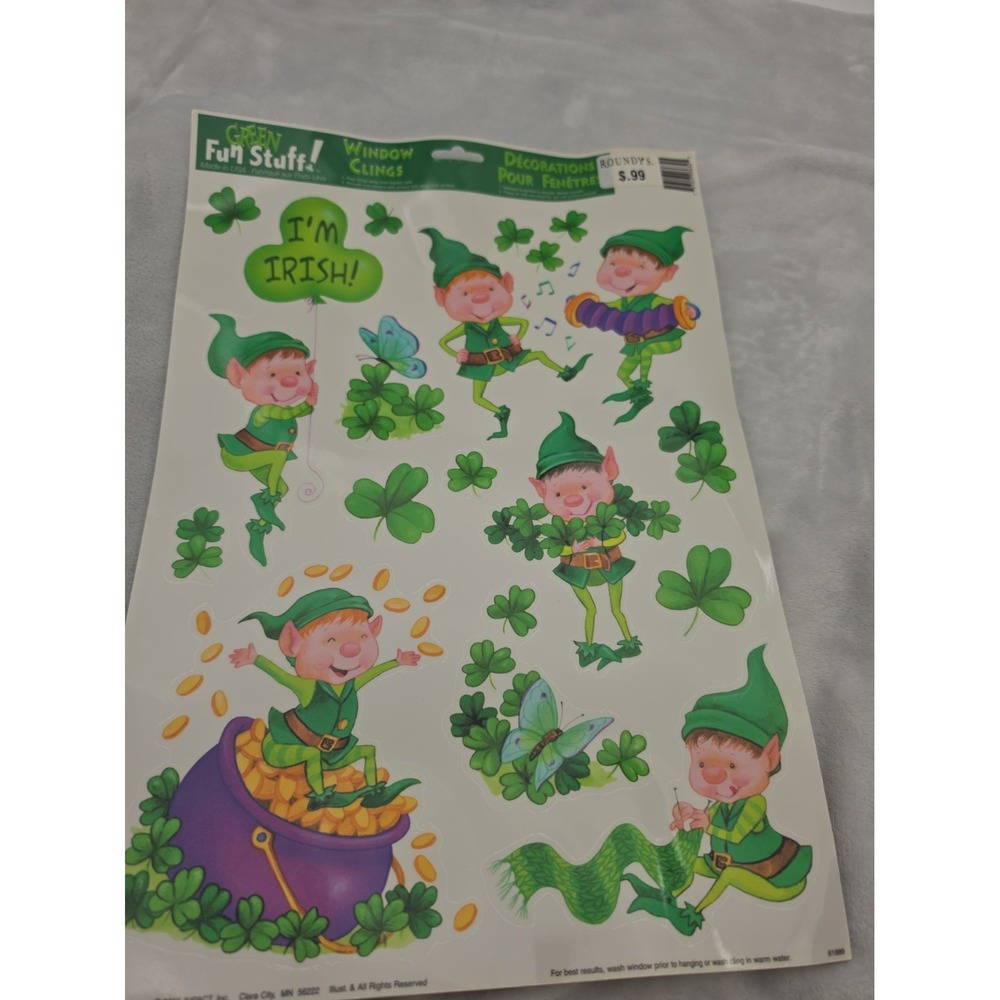 Vtg Nos 2005 Impact Inc Saint patrick's day   Window Clings Static Vinyl Sheet